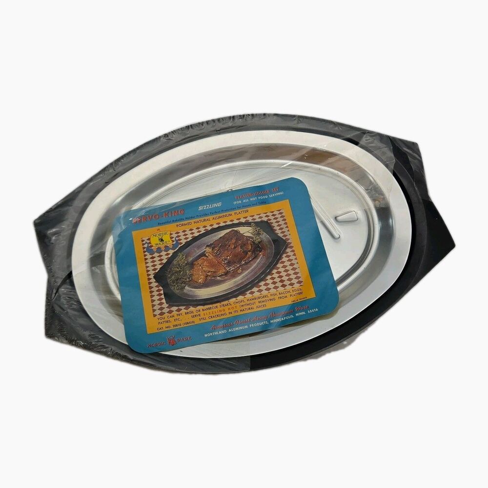 Nordic Ware Servo-King Sizzling Aluminum Platter Holder Set 10.5" Hot Foods USA